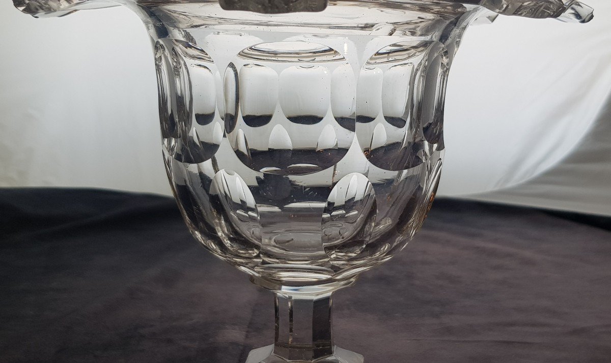 Grande coppa con coperchio  XIX Secolo In Cristallo Molato Alto Cm 40-photo-4