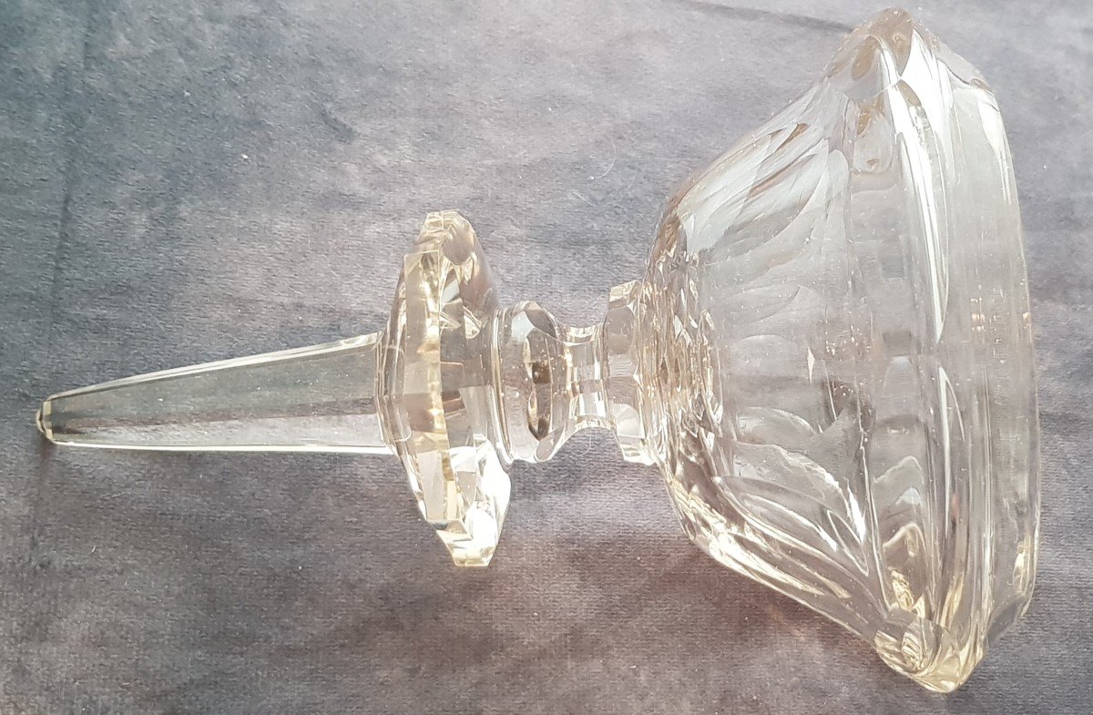 Grande coppa con coperchio  XIX Secolo In Cristallo Molato Alto Cm 40-photo-3