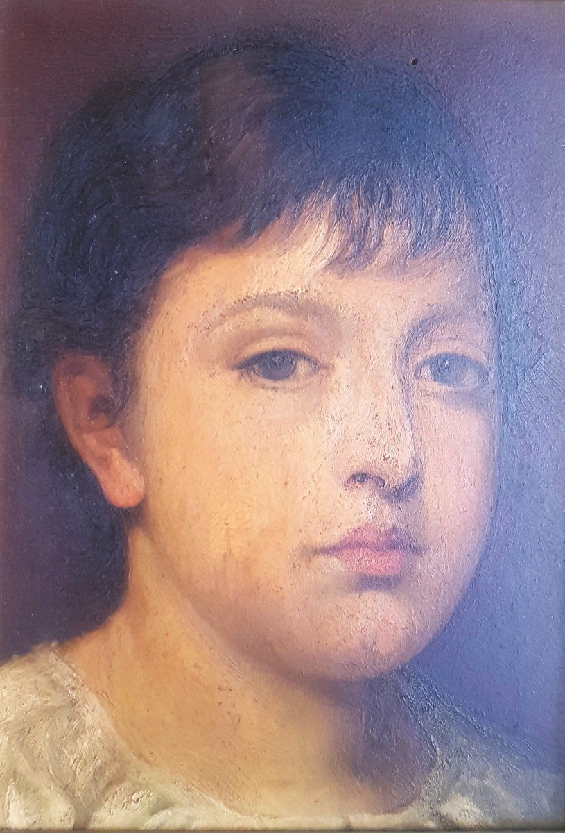 Ritratto Di Bambino Olio Su Tavola Italia Fine Ottocento