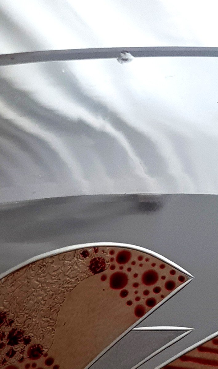 Vaso Art dDecò con decoro geometrico di foglie stilizzateinciso all'acido -photo-7