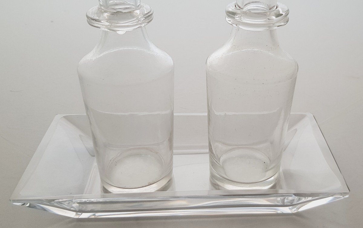 VAntica oliera, due boccette e vassoietto in Cristallo-photo-3