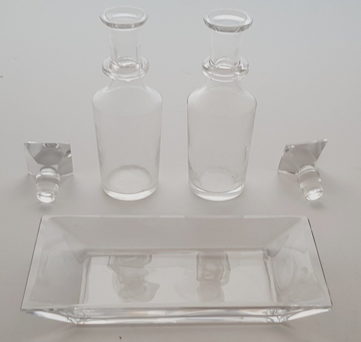 VAntica oliera, due boccette e vassoietto in Cristallo-photo-4