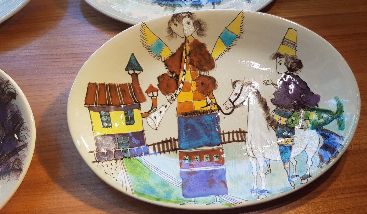 Servizio da tavola anni '60 in ceramica decorata da Nanni Valentini per Baratti Pesaro-photo-4