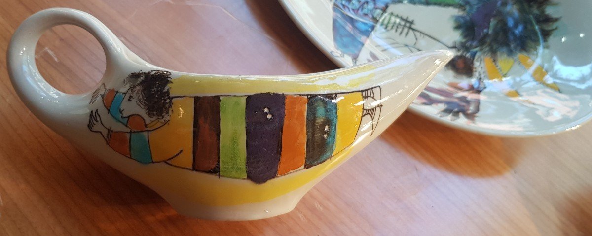 Servizio da tavola anni '60 in ceramica decorata da Nanni Valentini per Baratti Pesaro-photo-3
