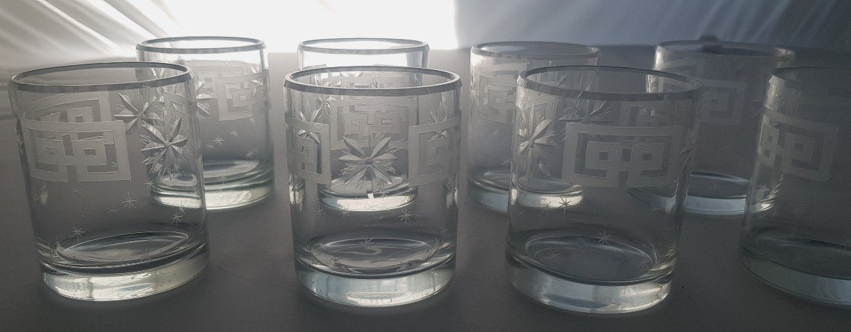 lotto di 8 bicchieri antichi  Impero incisi-photo-3