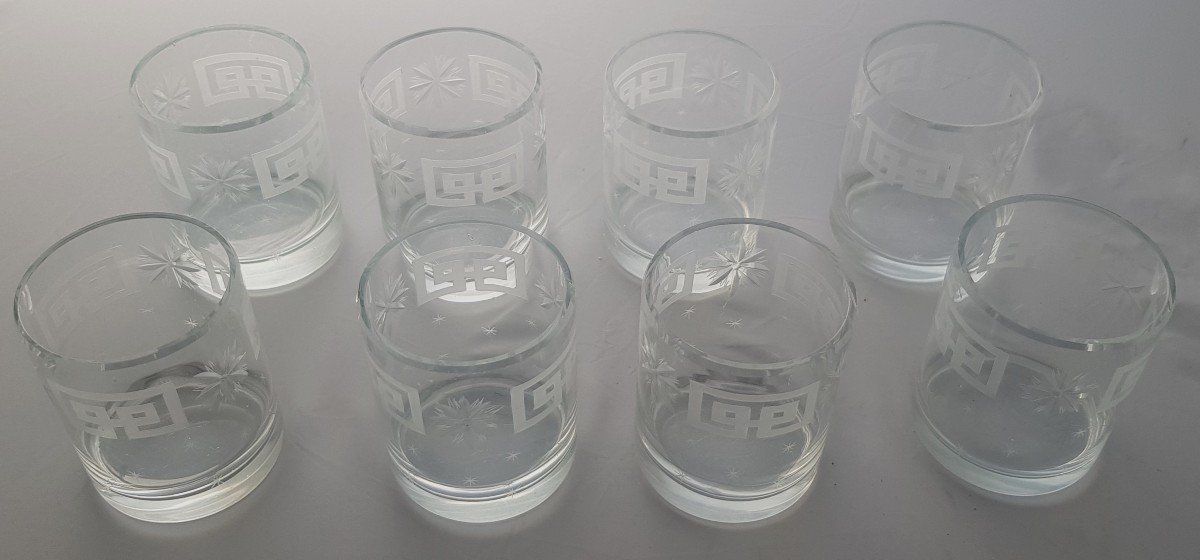lotto di 8 bicchieri antichi  Impero incisi-photo-4