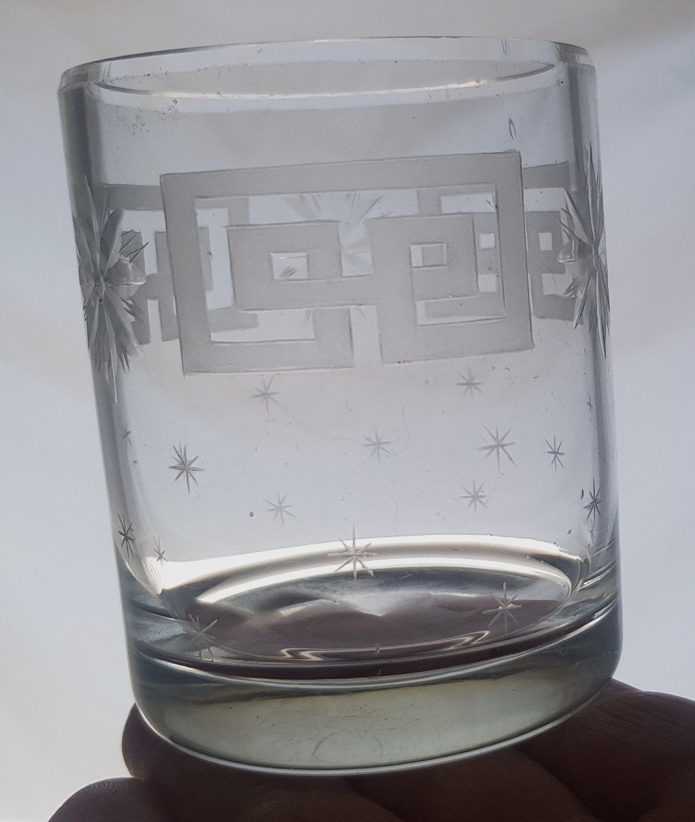 lotto di 8 bicchieri antichi  Impero incisi-photo-1