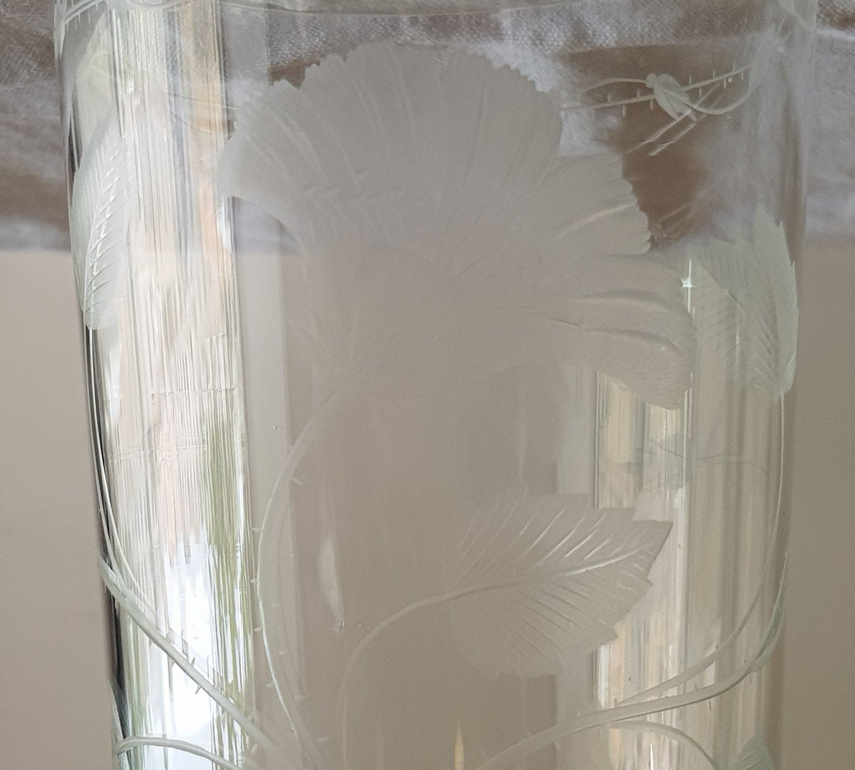 set di 8 antichi bicchieri da bibita Art Nouveau in cristallo inciso con decoro floreale -photo-5