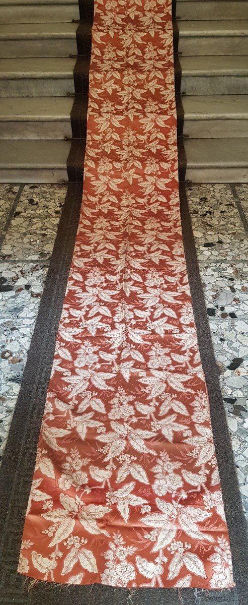 Striscia di tessuto antico in pura seta 380 cm vecchio periodo Art Nouveau