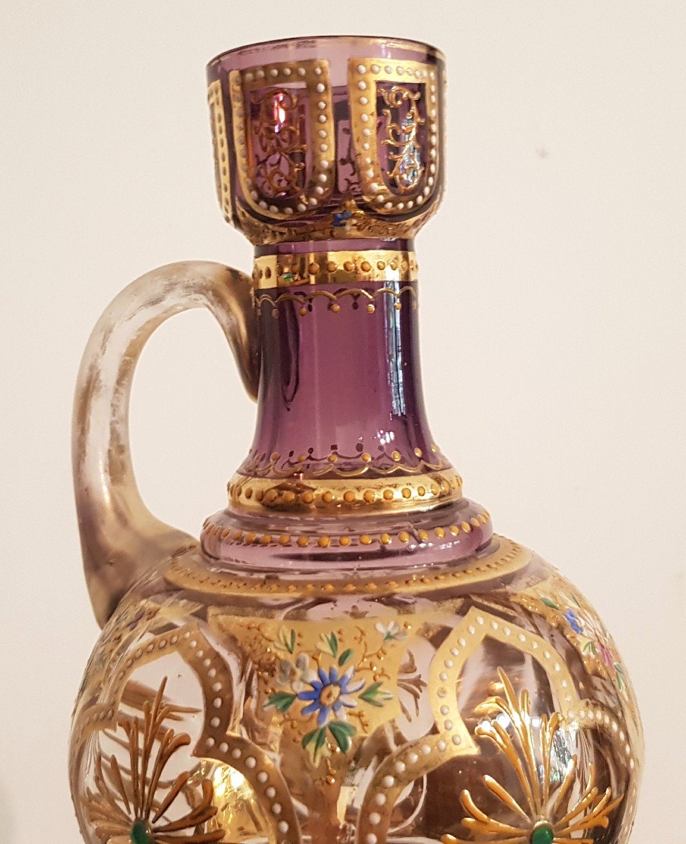 Bottiglietta  in vetro antica con ricca decorazione a  smalto-photo-3