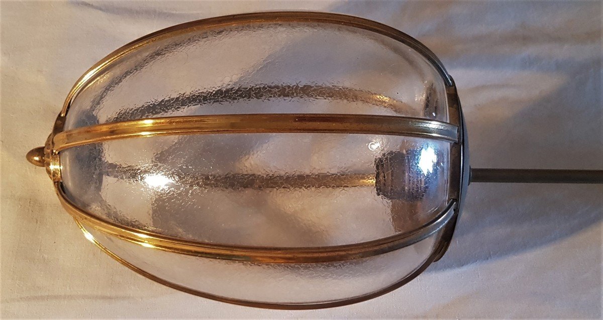 Lampadario in vetro e ottone degli anni '60 del XX secolo