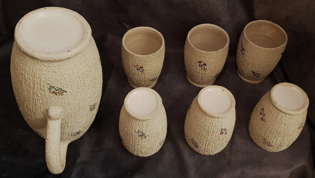 Set da bibita  7 pezzi Sbordoni Civita Castellana in ceramica, anni '60-photo-3