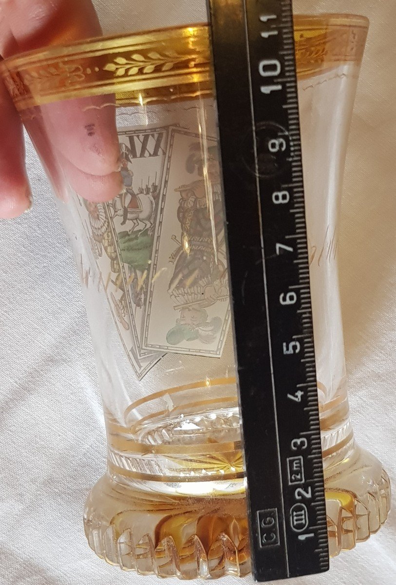 Bicchiere Anton Kothgasser del XIX secolo con carte dei Tarocchi-photo-6