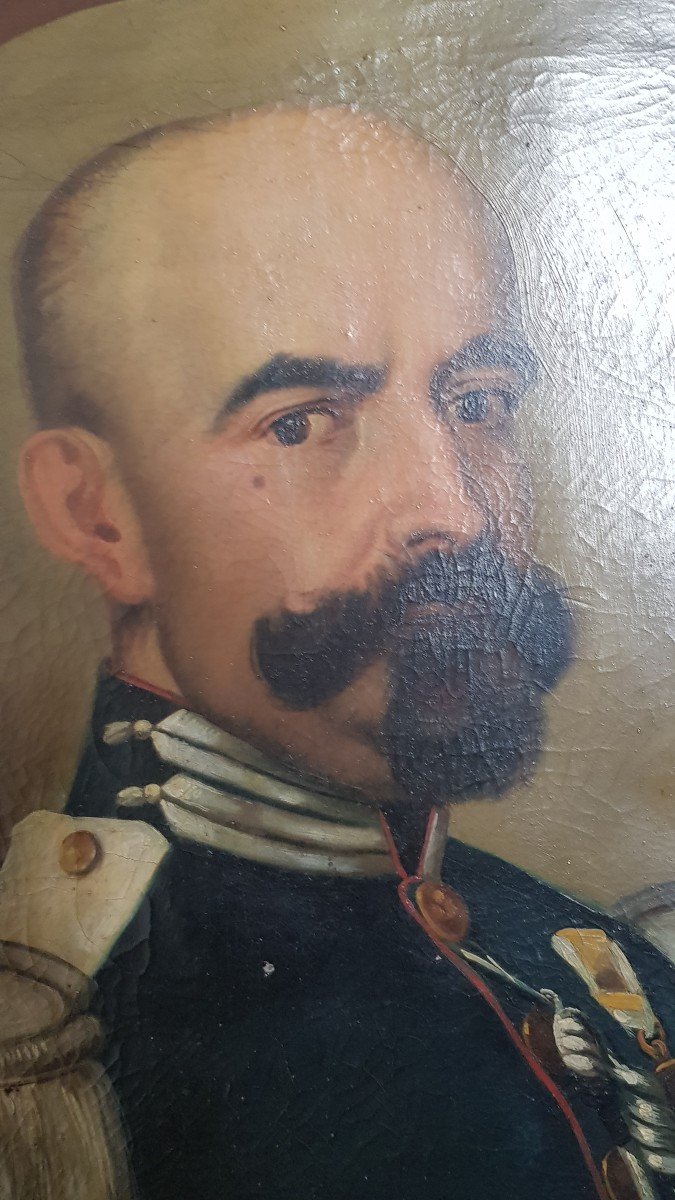 Ritratto di ufficiale olio su tela XIX secolo-photo-2