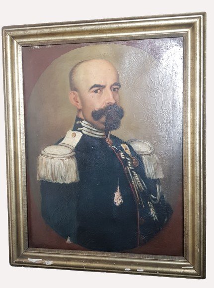 Ritratto di ufficiale olio su tela XIX secolo