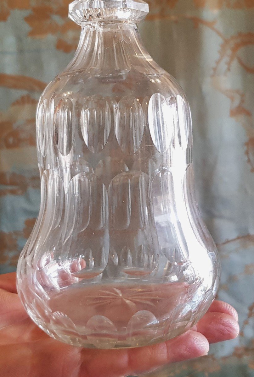 Coppia Di Bottiglie Decanter In Cristallo Di Boemia'800  H 27 Cm-photo-1