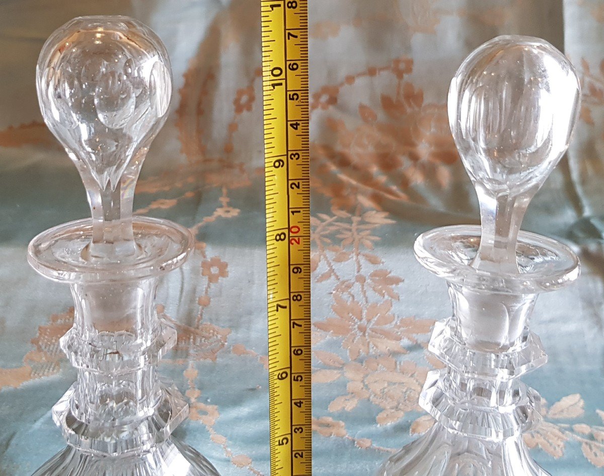 Coppia Di Bottiglie Decanter In Cristallo Di Boemia'800  H 27 Cm-photo-8