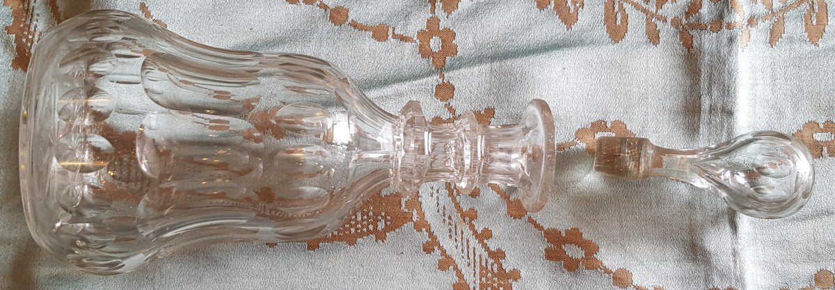 Coppia Di Bottiglie Decanter In Cristallo Di Boemia'800  H 27 Cm