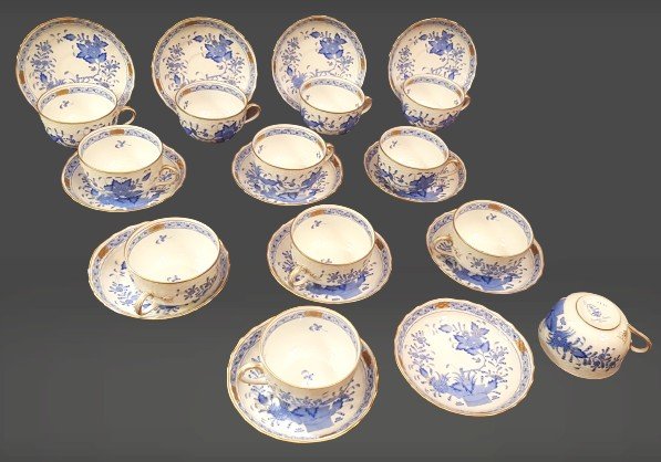Set di 12 tazze da tè porcellana Herend Apponyi Bouquet turchese