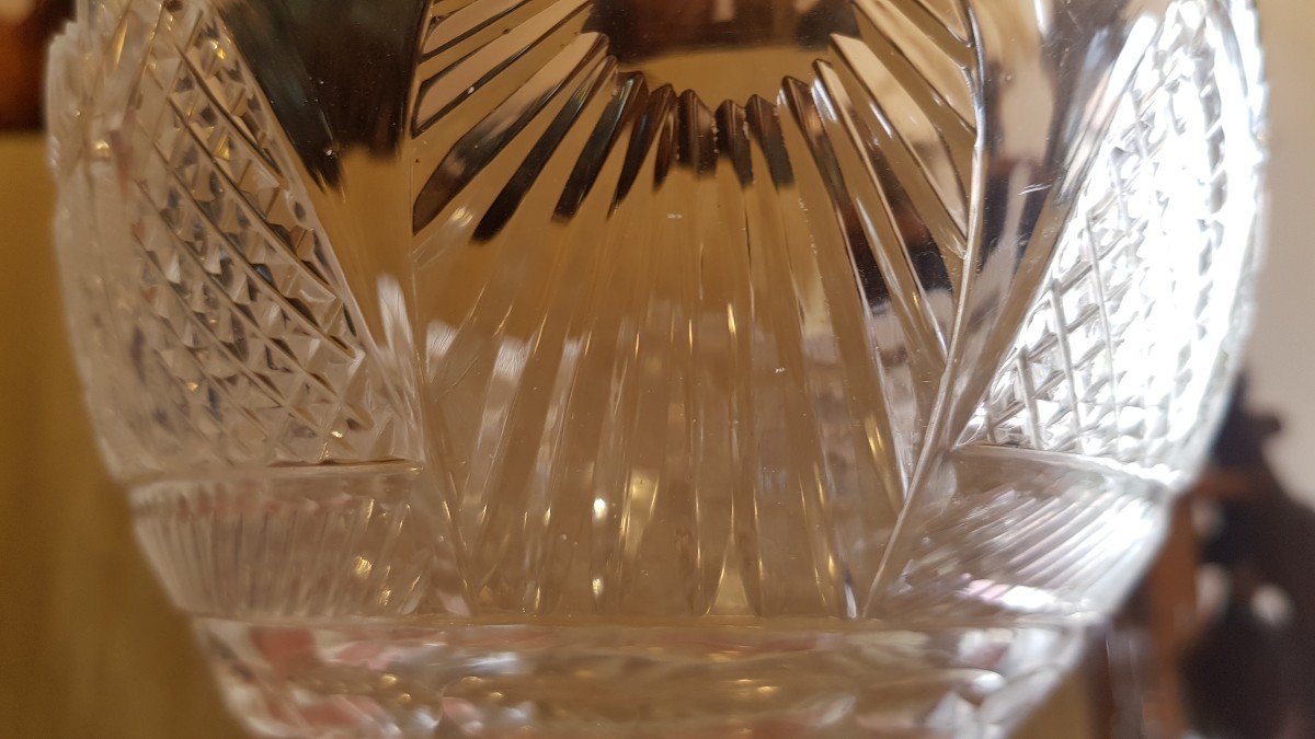 Antico centrotavola ovale in cristallo di Boemia molato -photo-2