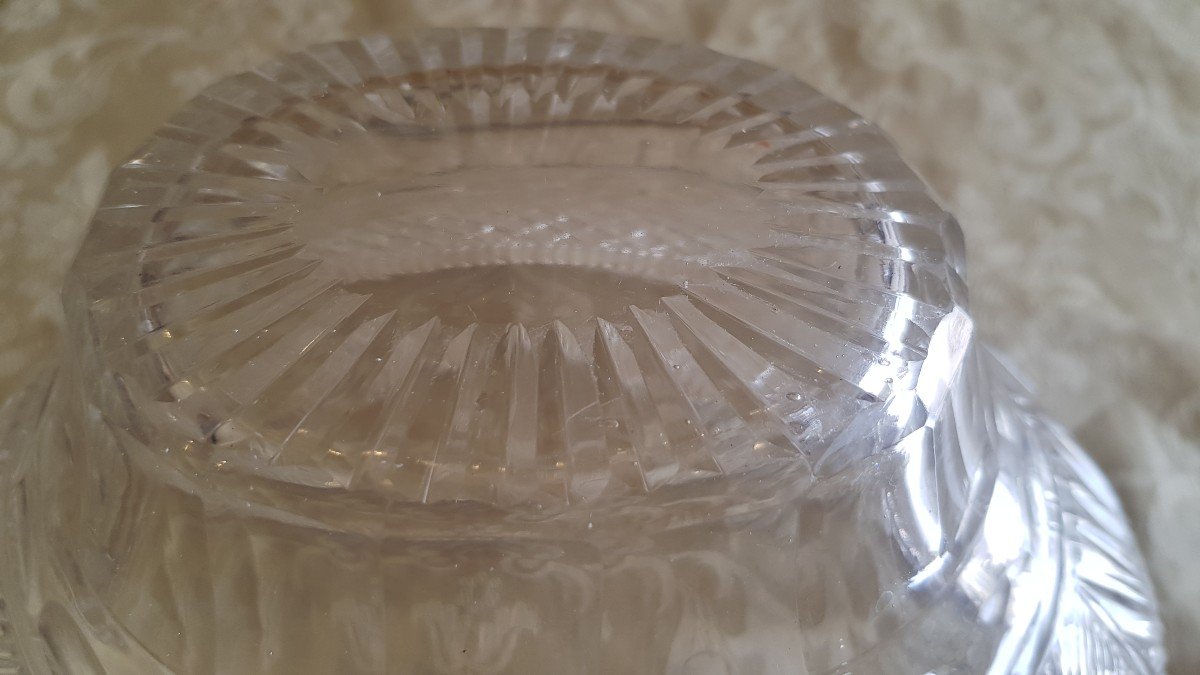 Antico centrotavola ovale in cristallo di Boemia molato -photo-3