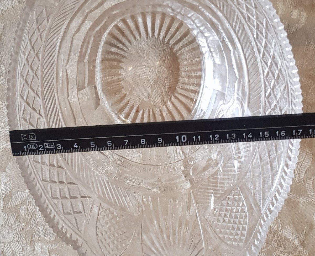 Antico centrotavola ovale in cristallo di Boemia molato -photo-5