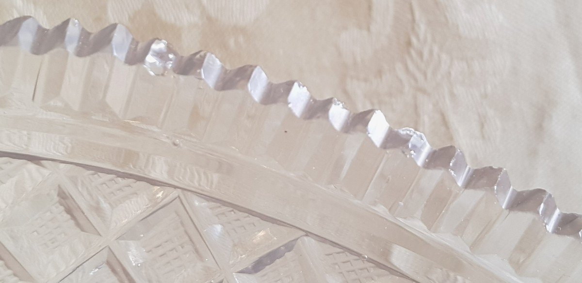 Antico centrotavola ovale in cristallo di Boemia molato -photo-6
