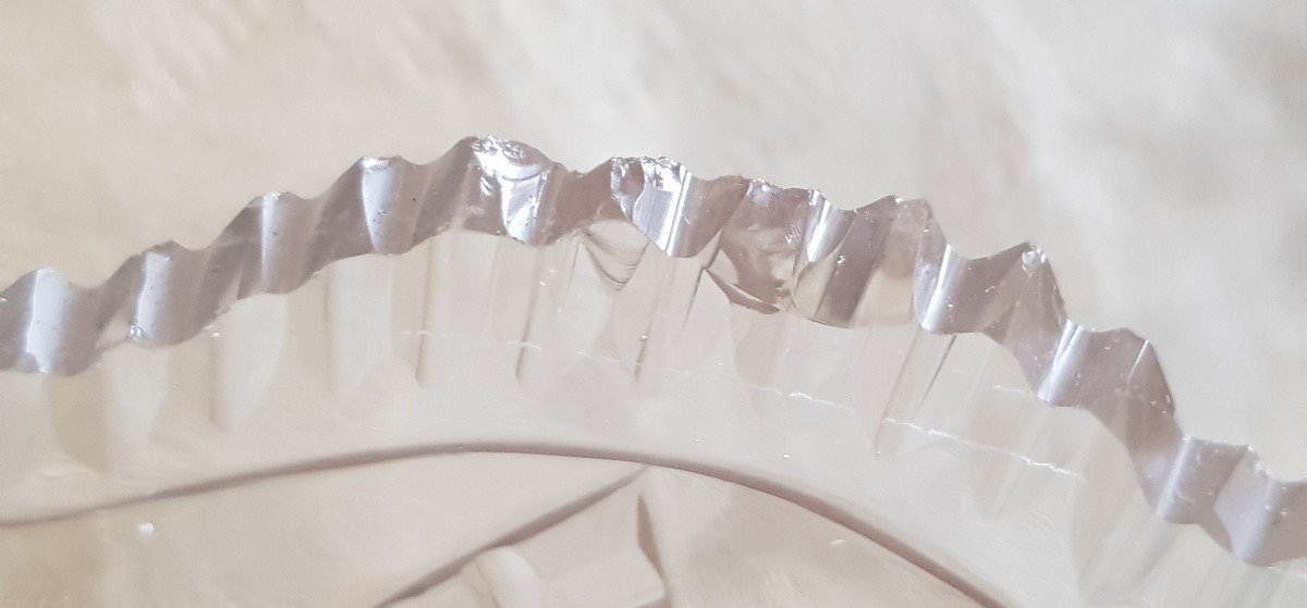 Antico centrotavola ovale in cristallo di Boemia molato -photo-7