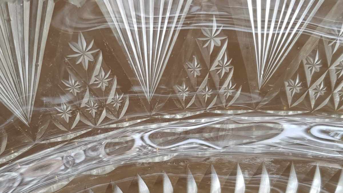 Antico centrotavola ovale in  cristallo di Boemia  intagliato-photo-2