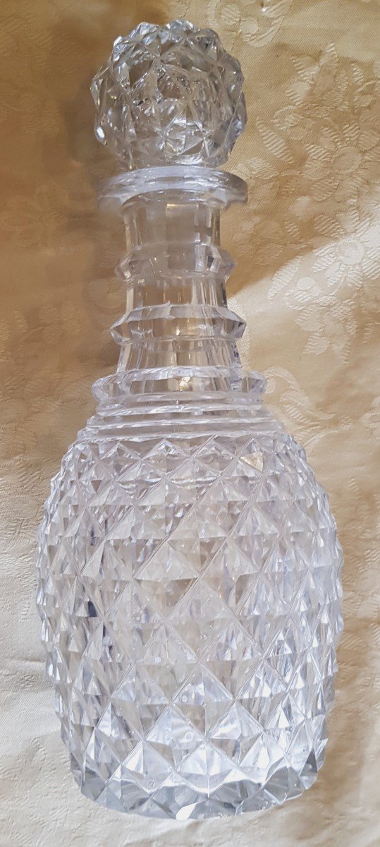 Servizio antico da Porto in cristallo a punte di diamante  Regency bottiglia e 12 bicchieri-photo-4