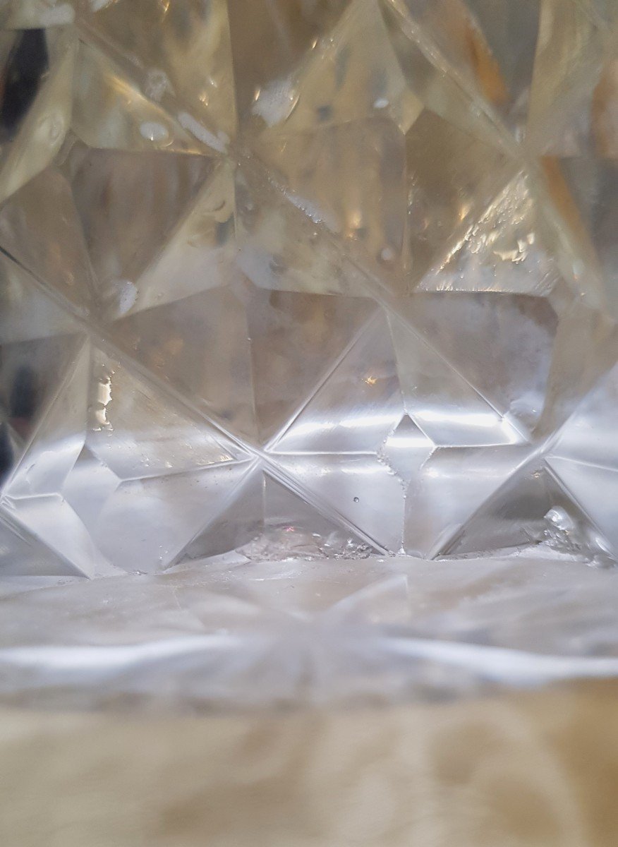 Servizio antico da Porto in cristallo a punte di diamante  Regency bottiglia e 12 bicchieri-photo-2