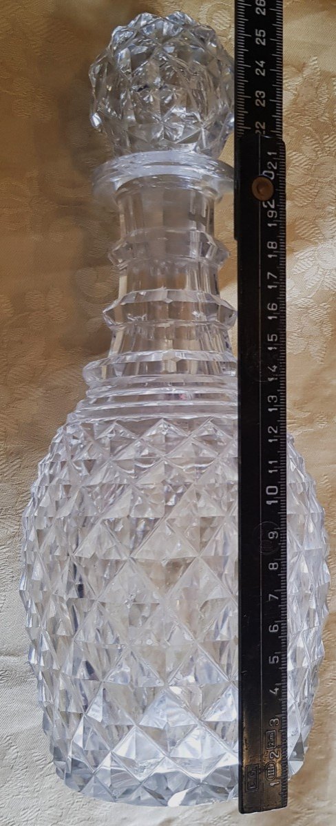 Servizio antico da Porto in cristallo a punte di diamante  Regency bottiglia e 12 bicchieri-photo-4