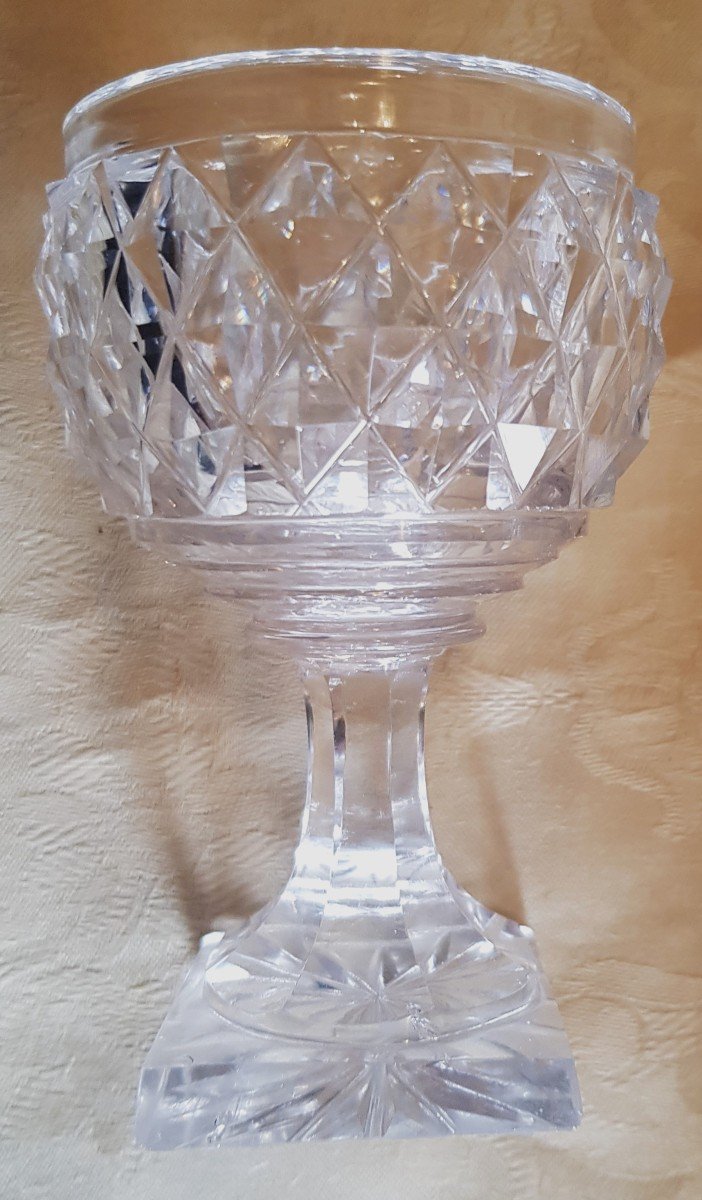 Servizio antico da Porto in cristallo a punte di diamante  Regency bottiglia e 12 bicchieri-photo-5