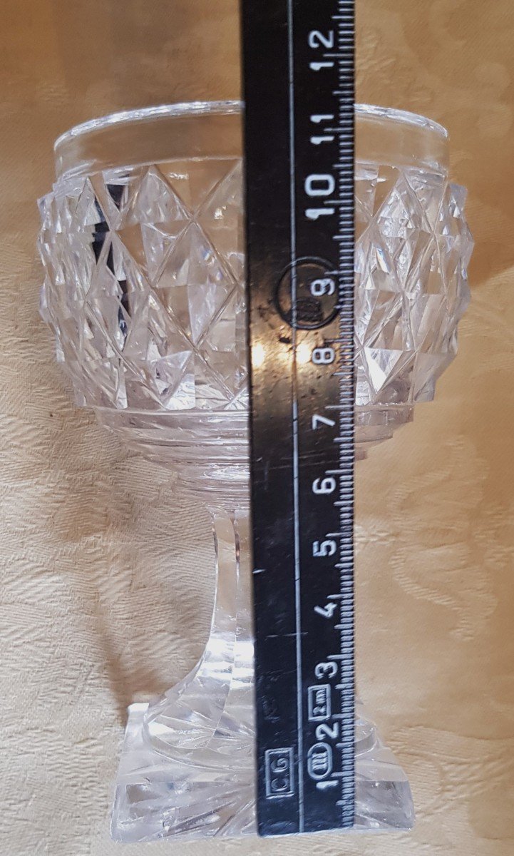 Servizio antico da Porto in cristallo a punte di diamante  Regency bottiglia e 12 bicchieri-photo-6
