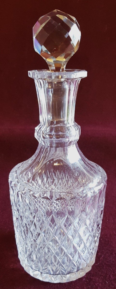 Bottiglia antica in cristallo di Boemia molato a mano-photo-2