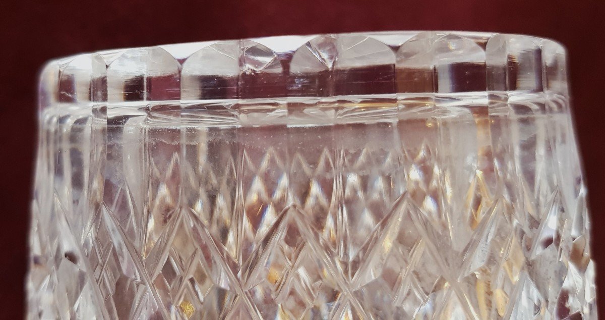 Bottiglia antica in cristallo di Boemia molato a mano-photo-1
