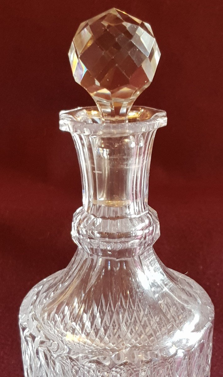 Bottiglia antica in cristallo di Boemia molato a mano-photo-3