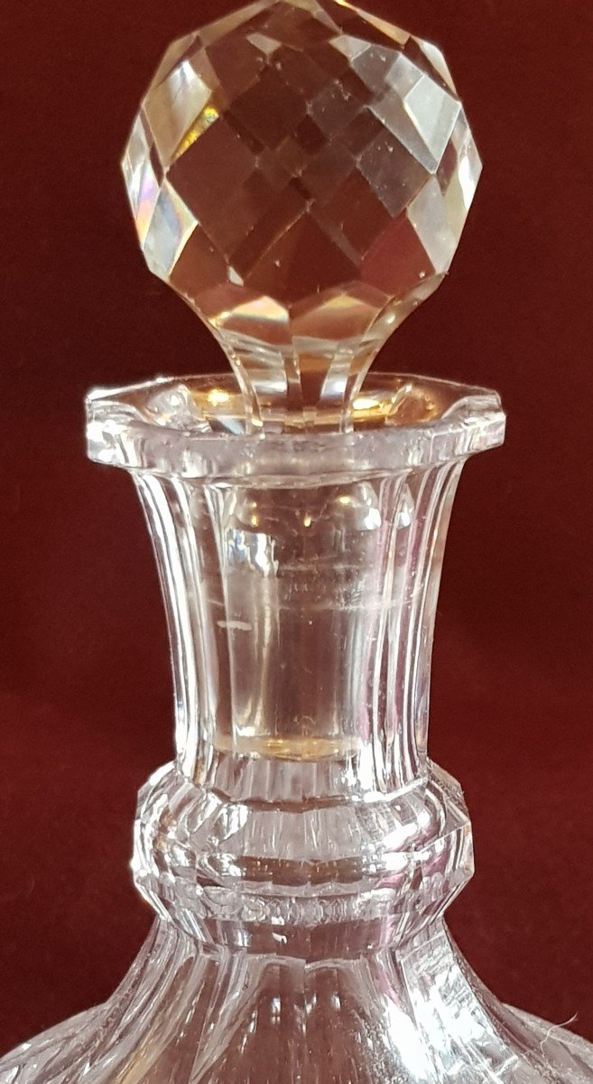 Bottiglia antica in cristallo di Boemia molato a mano-photo-4