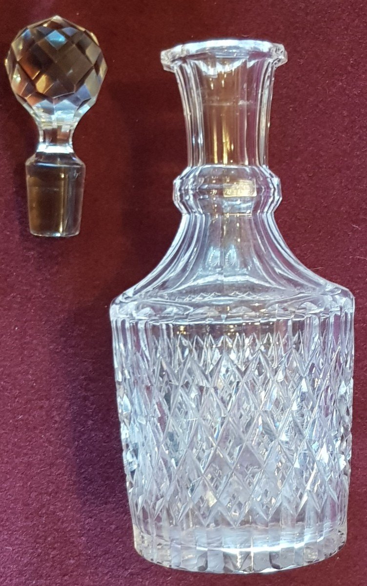 Bottiglia antica in cristallo di Boemia molato a mano-photo-5