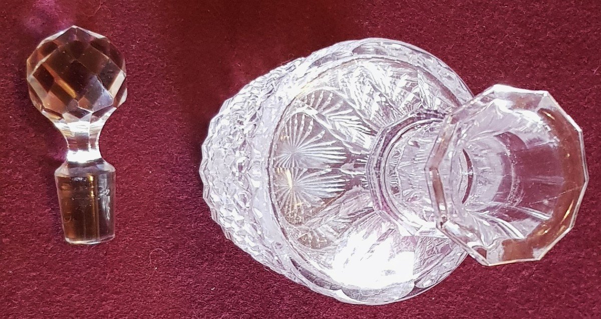Bottiglia antica in cristallo di Boemia molato a mano-photo-6