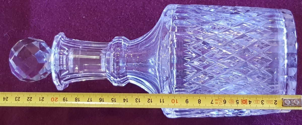 Bottiglia antica in cristallo di Boemia molato a mano-photo-7