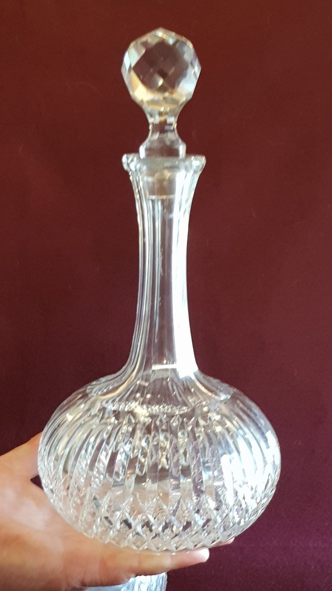 due antiche bottiglie decanter in cristallo di Boemia molato-photo-2