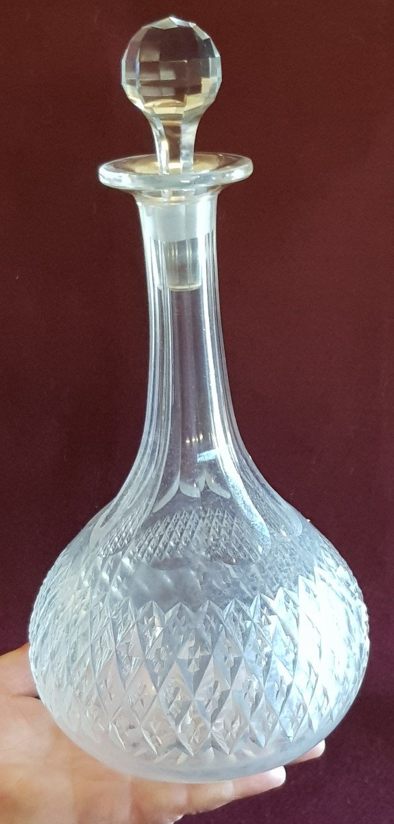 due antiche bottiglie decanter in cristallo di Boemia molato-photo-4