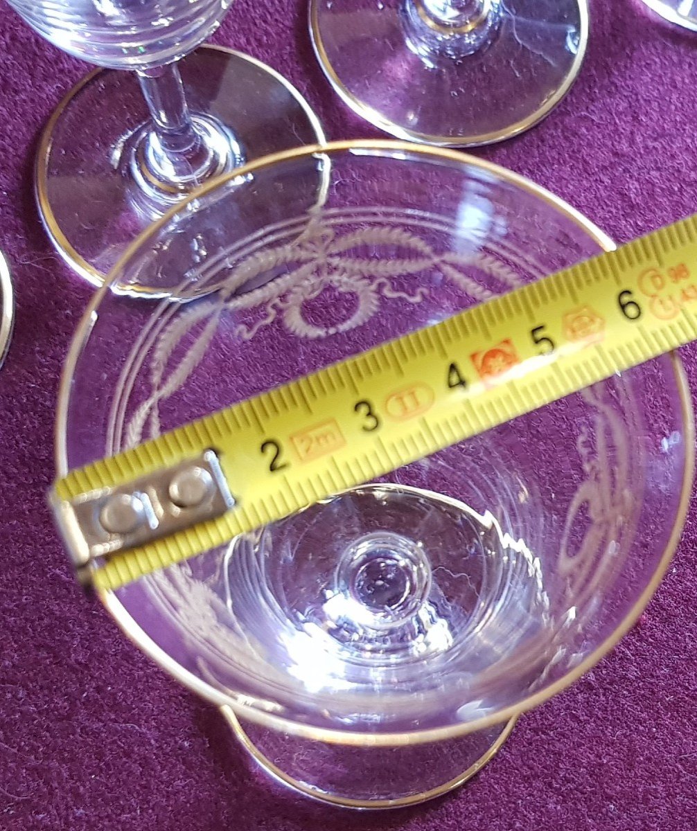 Set di 9 bicchieri da vino antichi in cristallo Baccarat mod. Byzantine dorato-photo-2