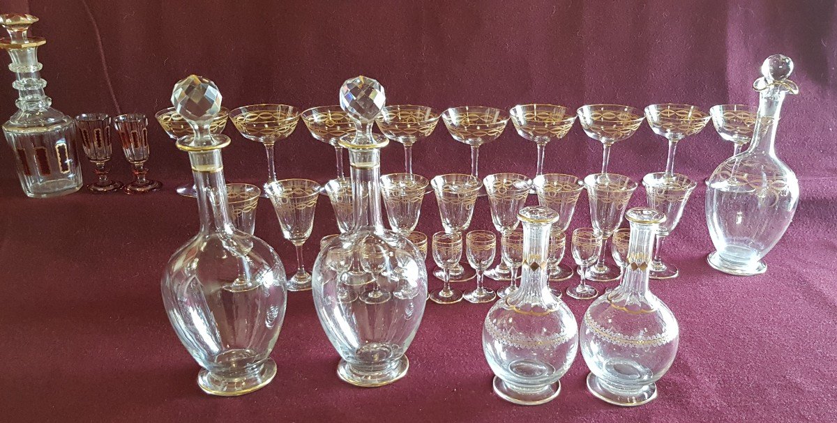 Bella bottiglia  decanter in cristallo Baccarat modello Byzantine  dorato-photo-5
