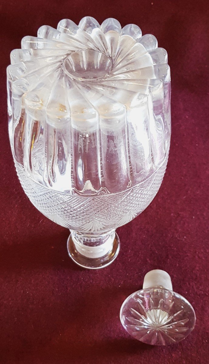 Bella bottiglia del XIX secolo in cristallo stampato e molato-photo-2
