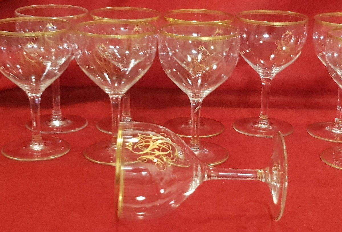 Set di 10 bicchieri da acqua antichi Lobmeyr Monogramma SMN