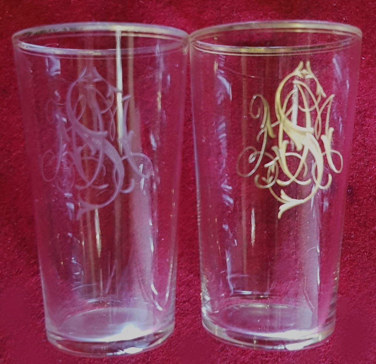 lotto di 14 bicchieri Lobmeyr in mussola di vetro monogramma SMN-photo-4