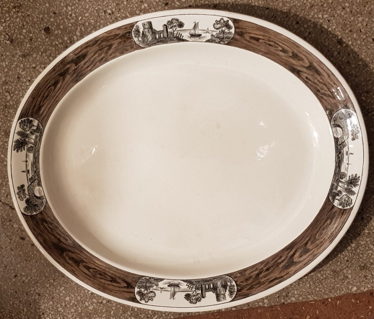grande piatto da portata antico ovale in terraglia inglese Niederviller Wedgwood