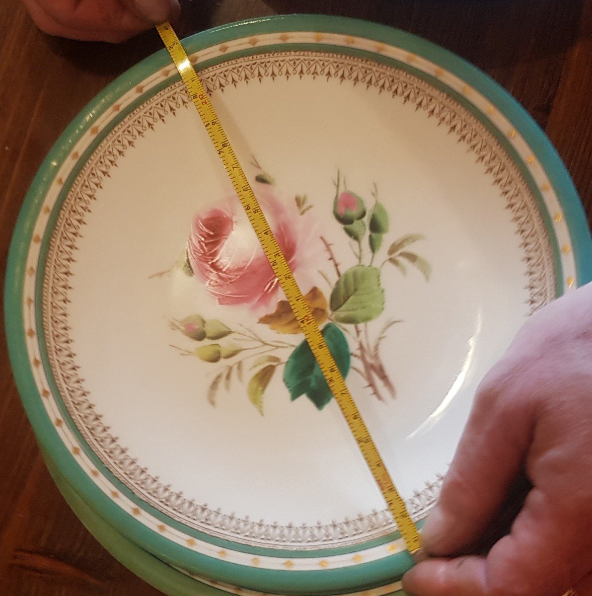 coppia di antichi piatti in terraglia inglese del XIX secolo decoro floreale dipinto -photo-7